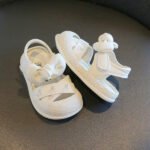 Cute Baby Girls Soft Sole Bow Sandals with Cherry Embroidery – Pink - Image 2