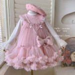 Luxury Baby Girl Princess Net Dress Set with Hat & Bow Bag | Autumn Party Dress | Kids Fashion Outfit